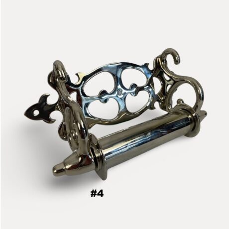 VBP1005B Antique c1900 Victorian Nickel Plated Brass Fancy Toilet Paper Holder Restored - Image 4