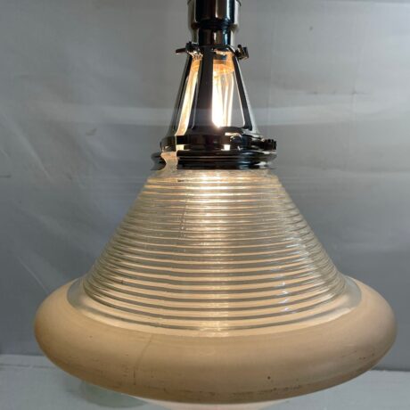VL1039 Antique Nickel Plated Industrial Pendant Conical Lightolier Shade Restored - Image 2