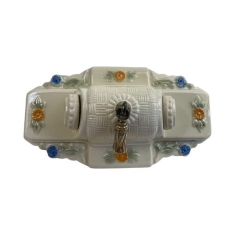VL1016 Antique c1930s Porcelier Flush Mount Ceiling Light Floral Basket Weave Pattern - Image 2