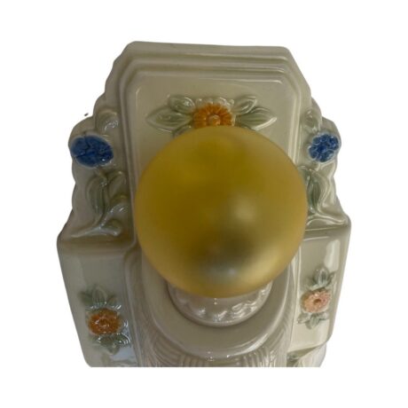 VL1016 Antique c1930s Porcelier Flush Mount Ceiling Light Floral Basket Weave Pattern - Image 5
