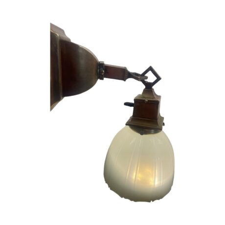 VL1099 Antique c1904 Brass Craftsman Pendant Sconce Sheffield Shade Restored - Image 3