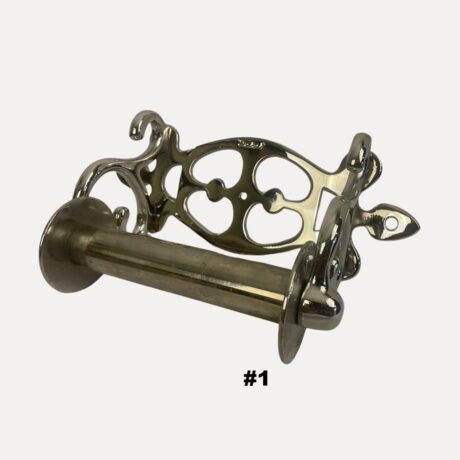 VBP1005A Antique c1900 Standard Nickel Plated Brass Fancy Toilet Paper Holder Restored - Image 2
