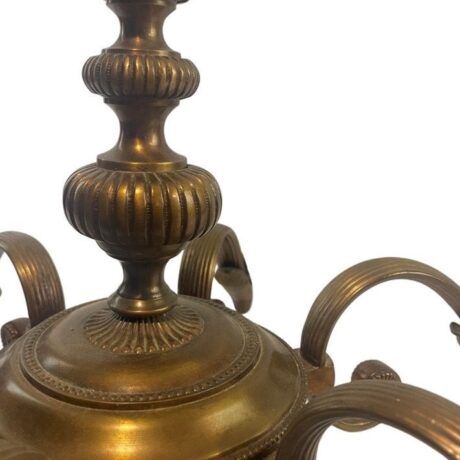 VL1052 Vintage c1940s Cast Bronze Classical Revival 6-Light Chandelier Restored - Image 3