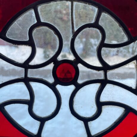 AG1022 Antique Victorian Aesthetic Era c1890 Stained Glass Transom Window Jewels Bevels - Image 5