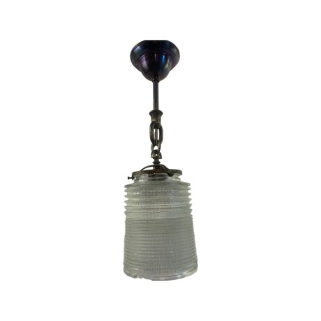 VL1034 Antique c1915 Industrial Holophane Pendant Light Rare Cylinder Shade Restored - Image 2