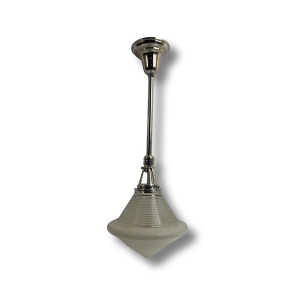 VL1039 Antique Nickel Plated Industrial Pendant Conical Lightolier Shade Restored