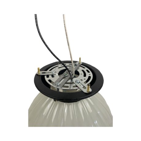 VL1108 Antique c1905 Semi Flush Mount Light Brascolite Shade Cast Iron Restored - Image 5