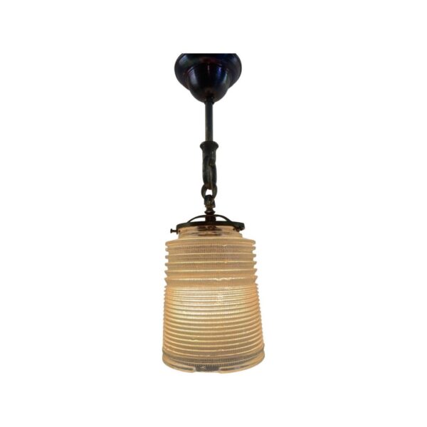 VL1034 Antique c1915 Industrial Holophane Pendant Light Rare Cylinder Shade Restored