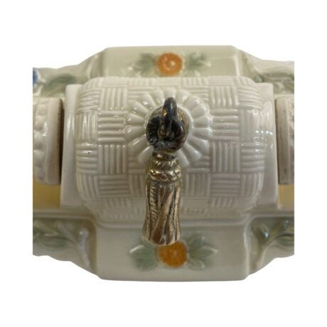 VL1016 Antique c1930s Porcelier Flush Mount Ceiling Light Floral Basket Weave Pattern - Image 3