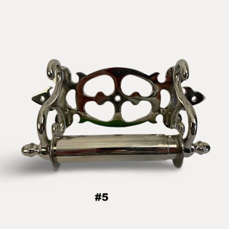 VBP1005B Antique c1900 Victorian Nickel Plated Brass Fancy Toilet Paper Holder Restored - Image 9