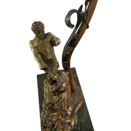 COL1001 Antique c1928 Cast Bronze Art Deco Lamp Armor Bronze New York Cold Painted - Image 5