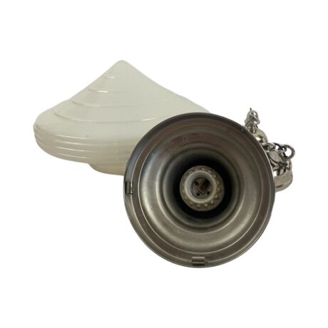 VL1067 Art Deco c1930 Pendant Conical Schoolhouse Shade Polished Nickel Restored - Image 4