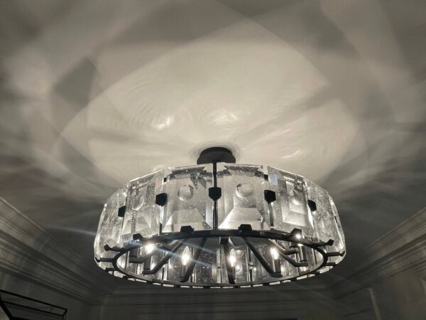 CL1005 Contemporary “Giada” Pendant Light by Kalco Beveled Crystals Black Finish