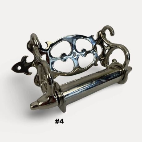VBP1005B Antique c1900 Victorian Nickel Plated Brass Fancy Toilet Paper Holder Restored