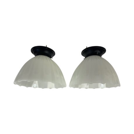 VL1108 Antique c1905 Semi Flush Mount Light Brascolite Shade Cast Iron Restored - Image 3