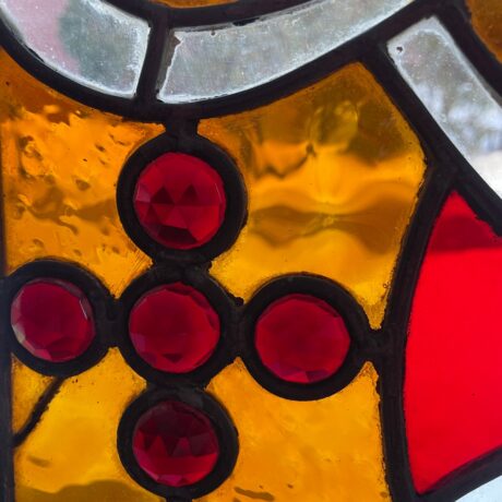 AG1022 Antique Victorian Aesthetic Era c1890 Stained Glass Transom Window Jewels Bevels - Image 4