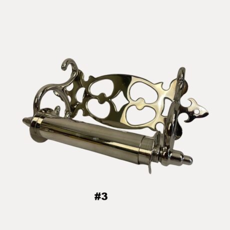 VBP1005B Antique c1900 Victorian Nickel Plated Brass Fancy Toilet Paper Holder Restored - Image 2