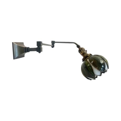 VL1019 Antique c1905 Moran & Hastings Articulating Brass Sconce Handel Shade Restored - Image 3