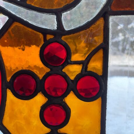 AG1022 Antique Victorian Aesthetic Era c1890 Stained Glass Transom Window Jewels Bevels - Image 6