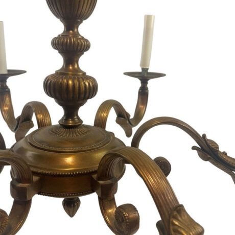 VL1052 Vintage c1940s Cast Bronze Classical Revival 6-Light Chandelier Restored - Image 2