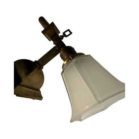 VL1075 Antique Craftsman c1910 Gas Electric Brass Sconce Period Shade Restored - Image 6