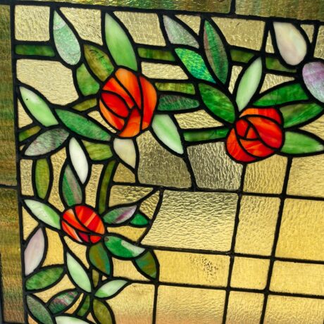AG1017 Antique c1905 Mackintosh Rose 6 Ft. Transom Window Chicago Salvage Restored - Image 3