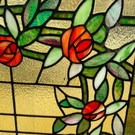 AG1017 Antique c1905 Mackintosh Rose 6 Ft. Transom Window Chicago Salvage Restored - Image 5