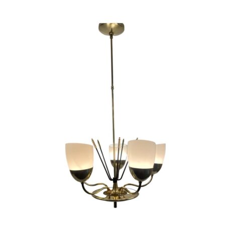 VL1021 Vintage c1960 Lightolier Mid Century Modern 5-Light Brass Chandelier Restored - Image 3