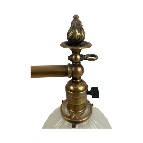 VL1103 Antique c1895 Gas Electric 2-Light Pendant Sheffield Shades Restored - Image 7