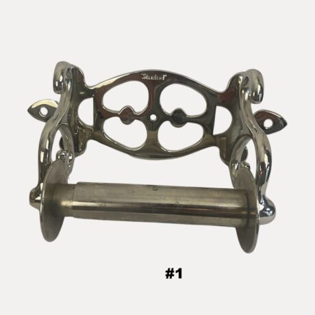 VBP1005A Antique c1900 Standard Nickel Plated Brass Fancy Toilet Paper Holder Restored - Image 3