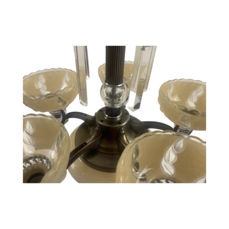 VL1045 Antique Vintage c1920s Art Deco Custard Cup & Bowl Shade Chandelier Restored - Image 8