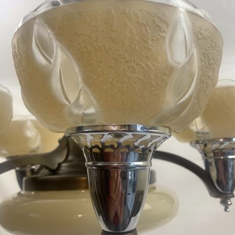 VL1045 Antique Vintage c1920s Art Deco Custard Cup & Bowl Shade Chandelier Restored - Image 6