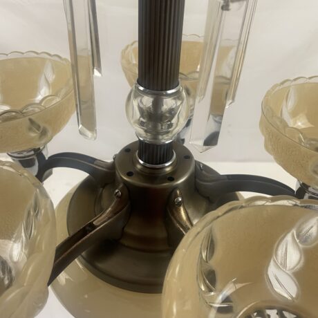 VL1045 Antique Vintage c1920s Art Deco Custard Cup & Bowl Shade Chandelier Restored - Image 5