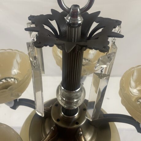 VL1045 Antique Vintage c1920s Art Deco Custard Cup & Bowl Shade Chandelier Restored - Image 3