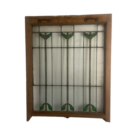AG1047 Pair Antique c1905 Craftsman Chicago Residential Windows Tulip Pattern - Image 5
