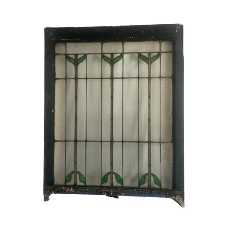 AG1047 Pair Antique c1905 Craftsman Chicago Residential Windows Tulip Pattern - Image 6