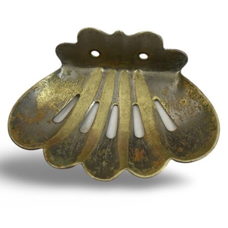 VBP1022 Antique c1910 Nickel Plated Brass Wolff Clam Shell Wall Mount Soap Holder Dish - Image 4