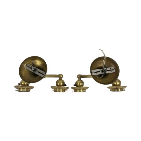 VL1087 Pair Antique Brass c1920 Double Arm Sconces Textured Shades Restored - Image 8