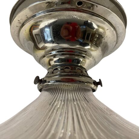 VL1122 Antique c1905 Nickel Plated Semi-Flush Mount Holophane Pagoda Restored - Image 4