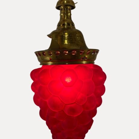 VL1036 Antique Victorian Pole Pendant Reflex Fitter Ruby Red Grape Cluster Shade Rare - Image 2