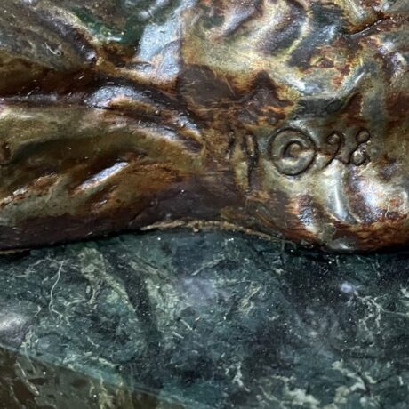 COL1001 Antique c1928 Cast Bronze Art Deco Lamp Armor Bronze New York Cold Painted - Image 8
