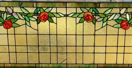 AG1017 Antique c1905 Mackintosh Rose 6 Ft. Transom Window Chicago Salvage Restored - Image 2