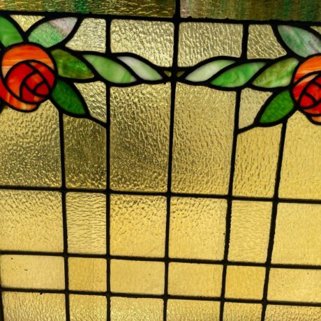 AG1017 Antique c1905 Mackintosh Rose 6 Ft. Transom Window Chicago Salvage Restored - Image 4