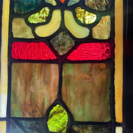 AG1007 Antique Vintage c1890 Victorian Stained Glass Panel Fleur de Lis Restored - Image 3
