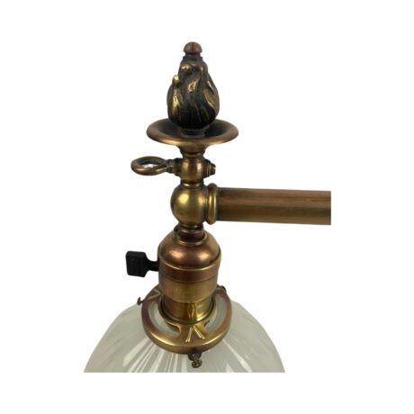 VL1103 Antique c1895 Gas Electric 2-Light Pendant Sheffield Shades Restored - Image 3