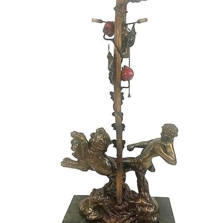 COL1001 Antique c1928 Cast Bronze Art Deco Lamp Armor Bronze New York Cold Painted - Image 2