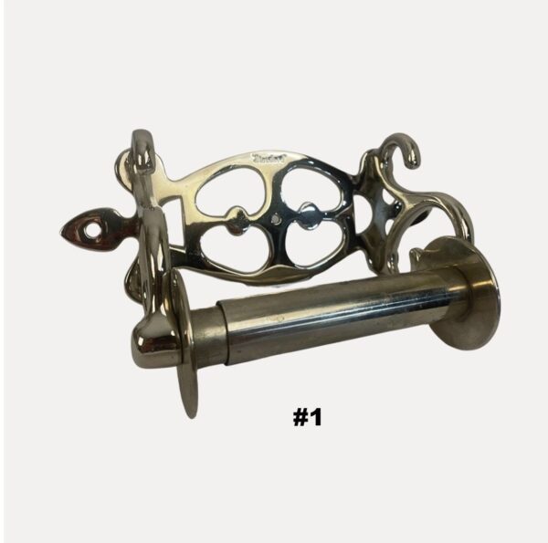 VBP1005A Antique c1900 Standard Nickel Plated Brass Fancy Toilet Paper Holder Restored