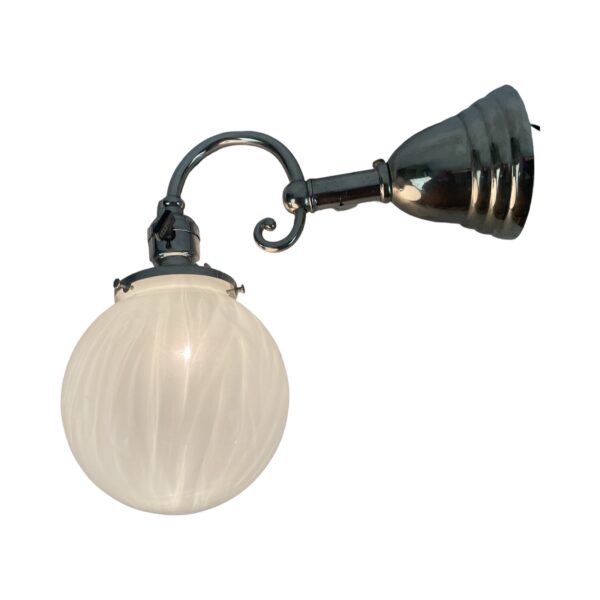 VL1112 Antique c1905 Nickel Plated Brass Sconce Cased Glass Globe Shade Restored