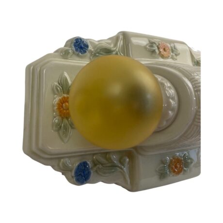 VL1016 Antique c1930s Porcelier Flush Mount Ceiling Light Floral Basket Weave Pattern - Image 4