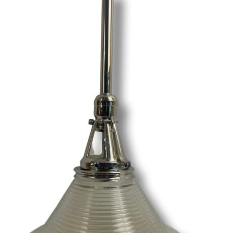 VL1039 Antique Nickel Plated Industrial Pendant Conical Lightolier Shade Restored - Image 4